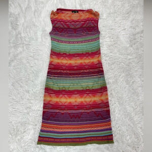 Lauren Ralph Lauren Linen Blend Sleeveless Multicolor Striped Knit Mini Dress